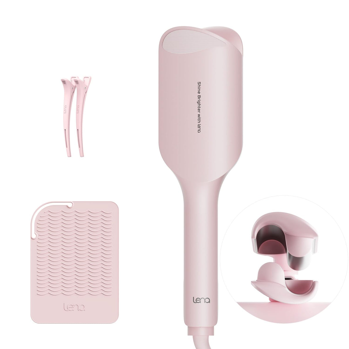 LENA S12 Beach Waver Curling Iron front view with dual barrels