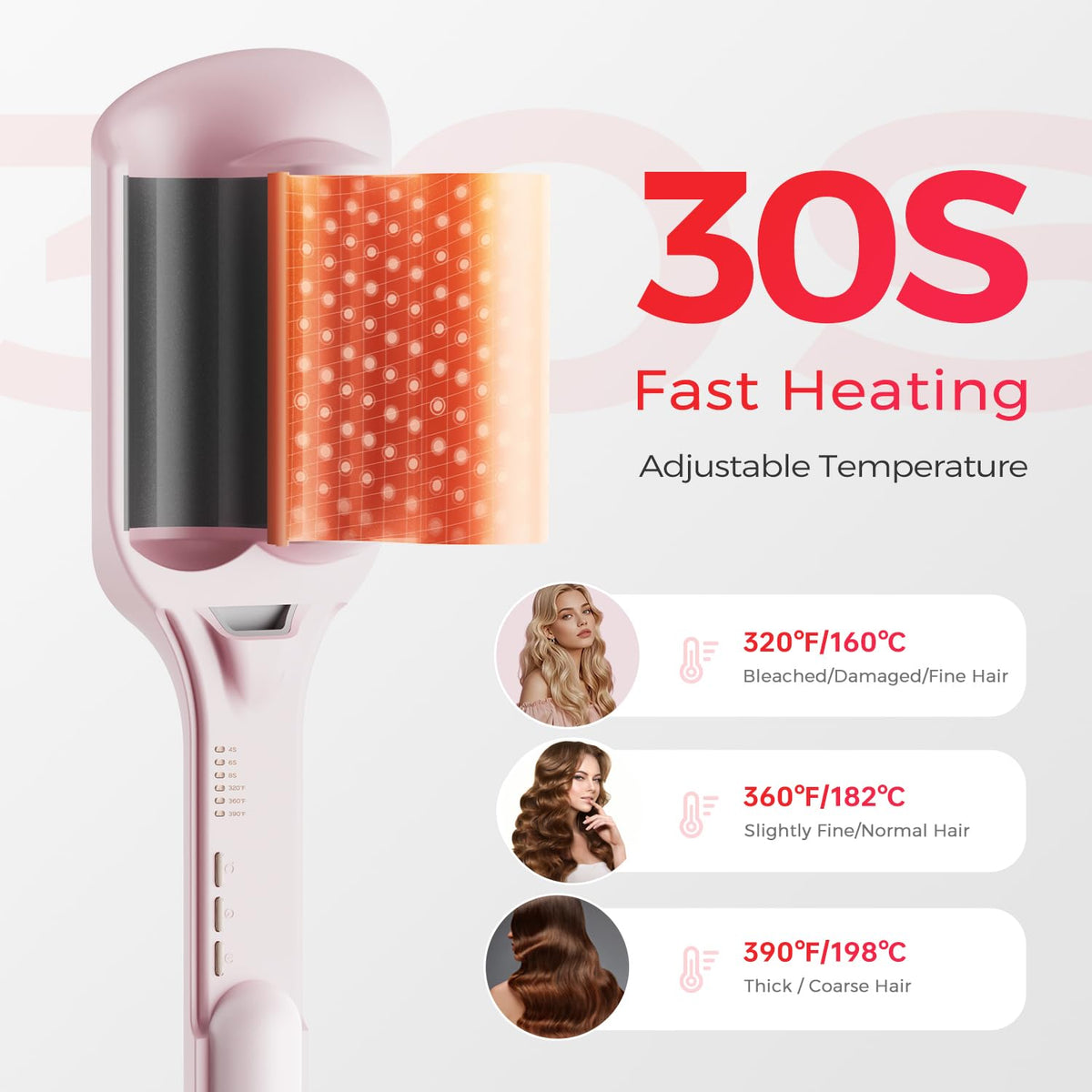 LENA S12 Beach Waver Curling Iron packaging display
