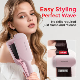 LENA S12 Beach Waver Curling Iron side view showcasing titanium coating