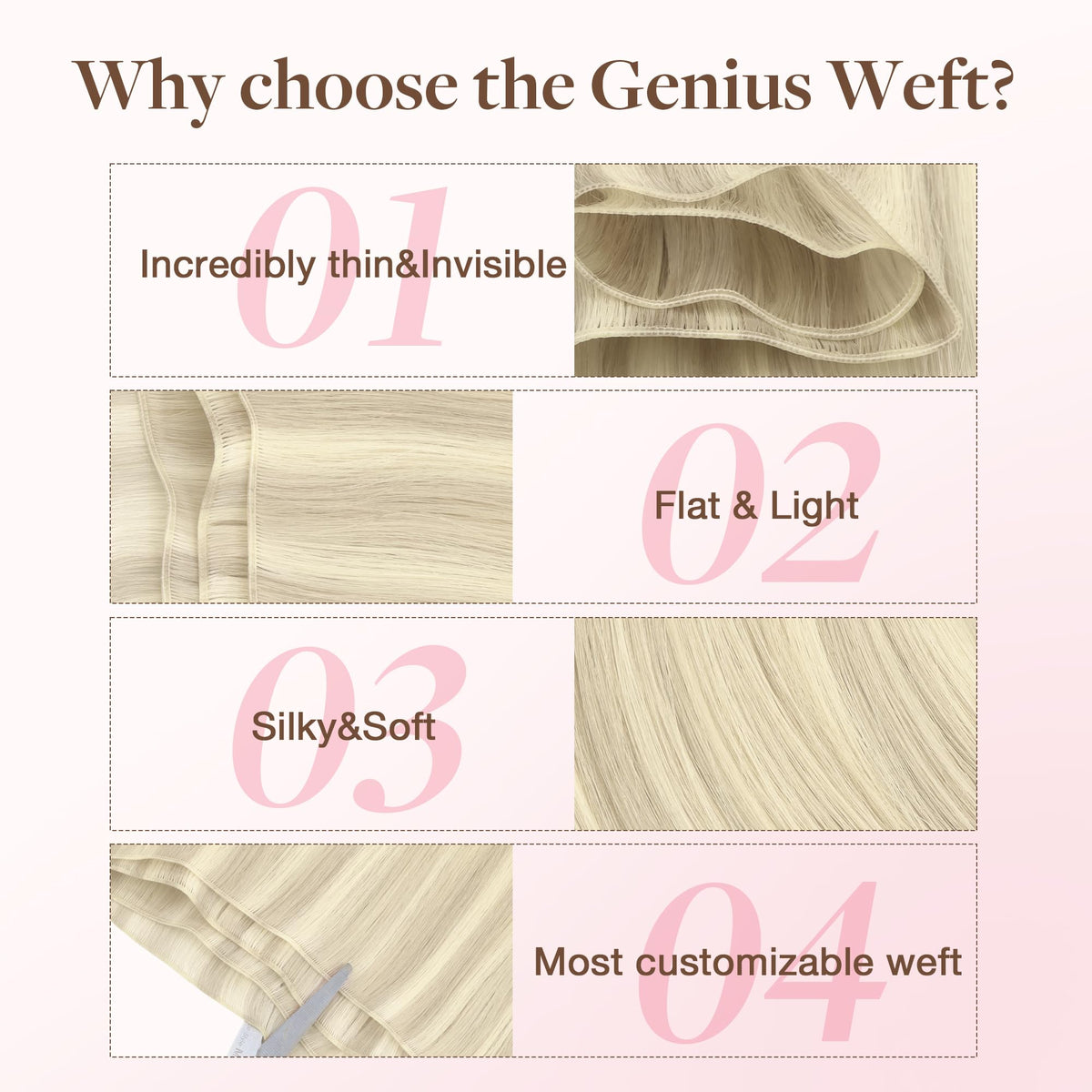 Length comparison of GOO GOO Genius Weft Hair Extensions