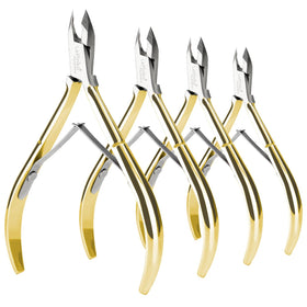 LePinko Cuticle Trimmer Kit 4 Pack with golden clippers front view