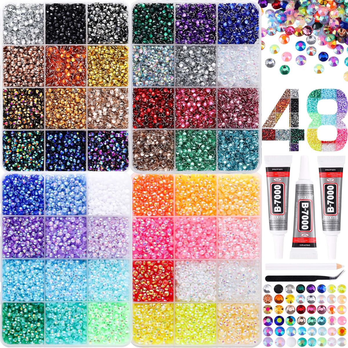 LERBOU 36000 Pcs Rhinestones Bedazzling Kit with tools and glue