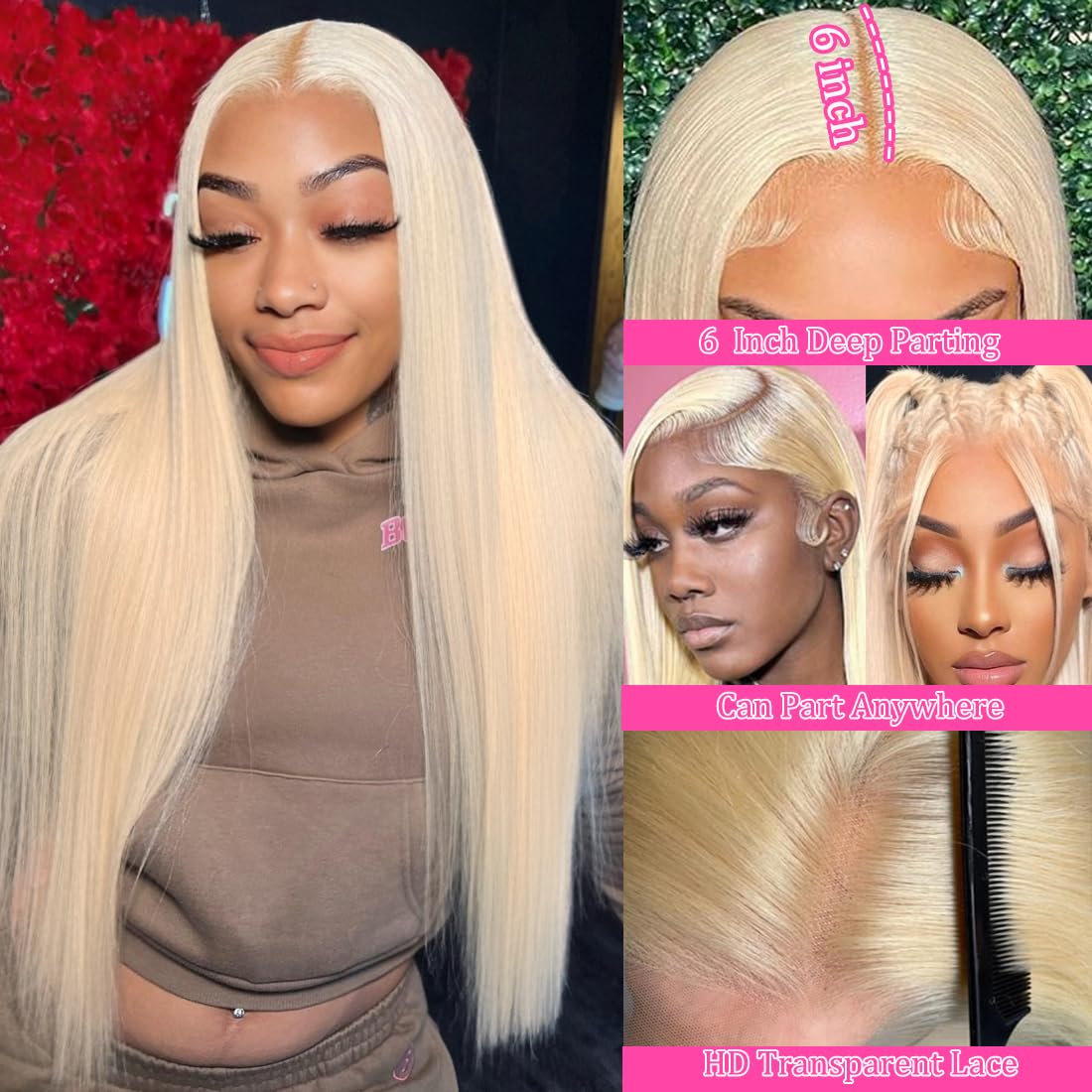 LETMIEO 30 Inch 613 Lace Front Wig back view