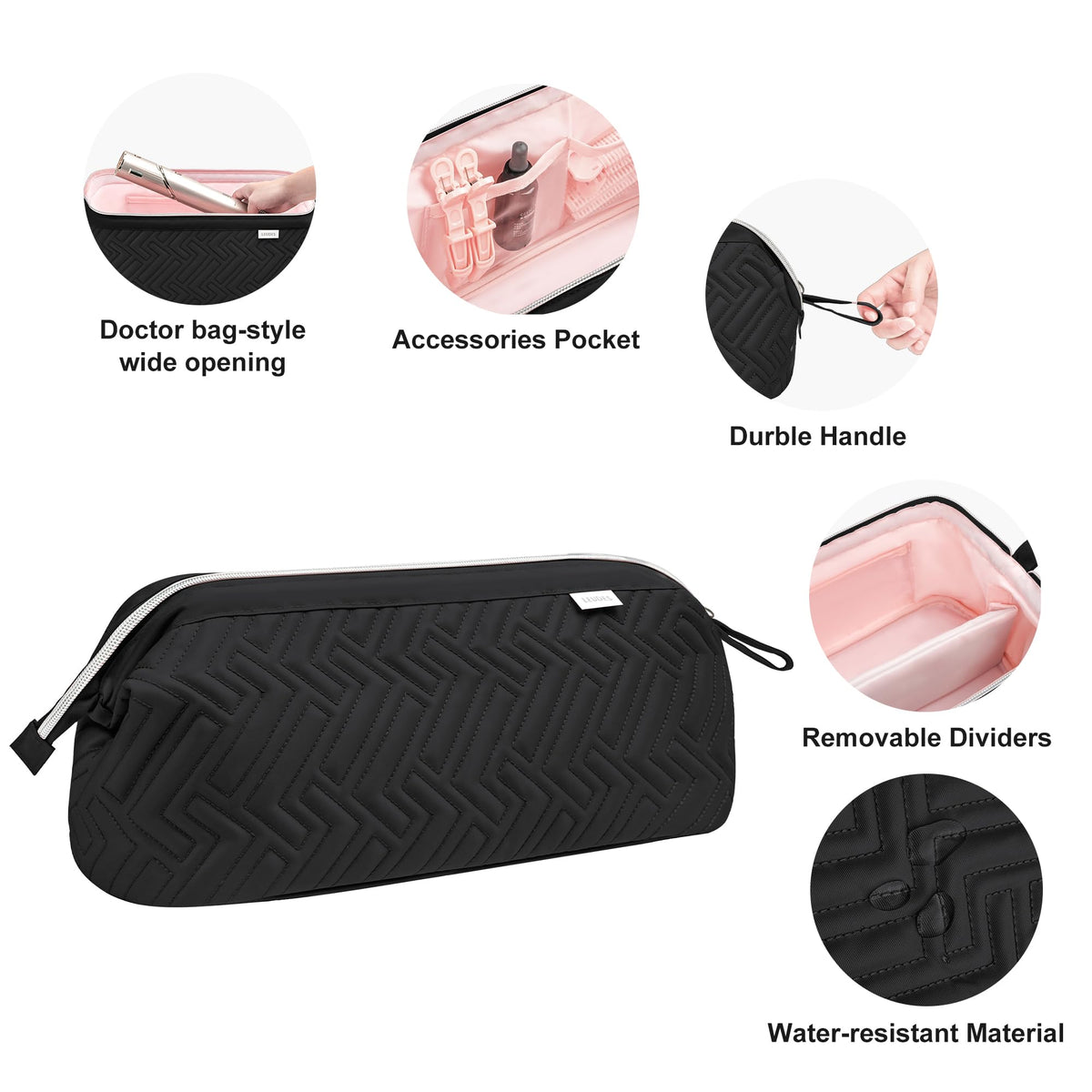 Leudes Hair Dryer Tools Travel Bag close-up of fabric