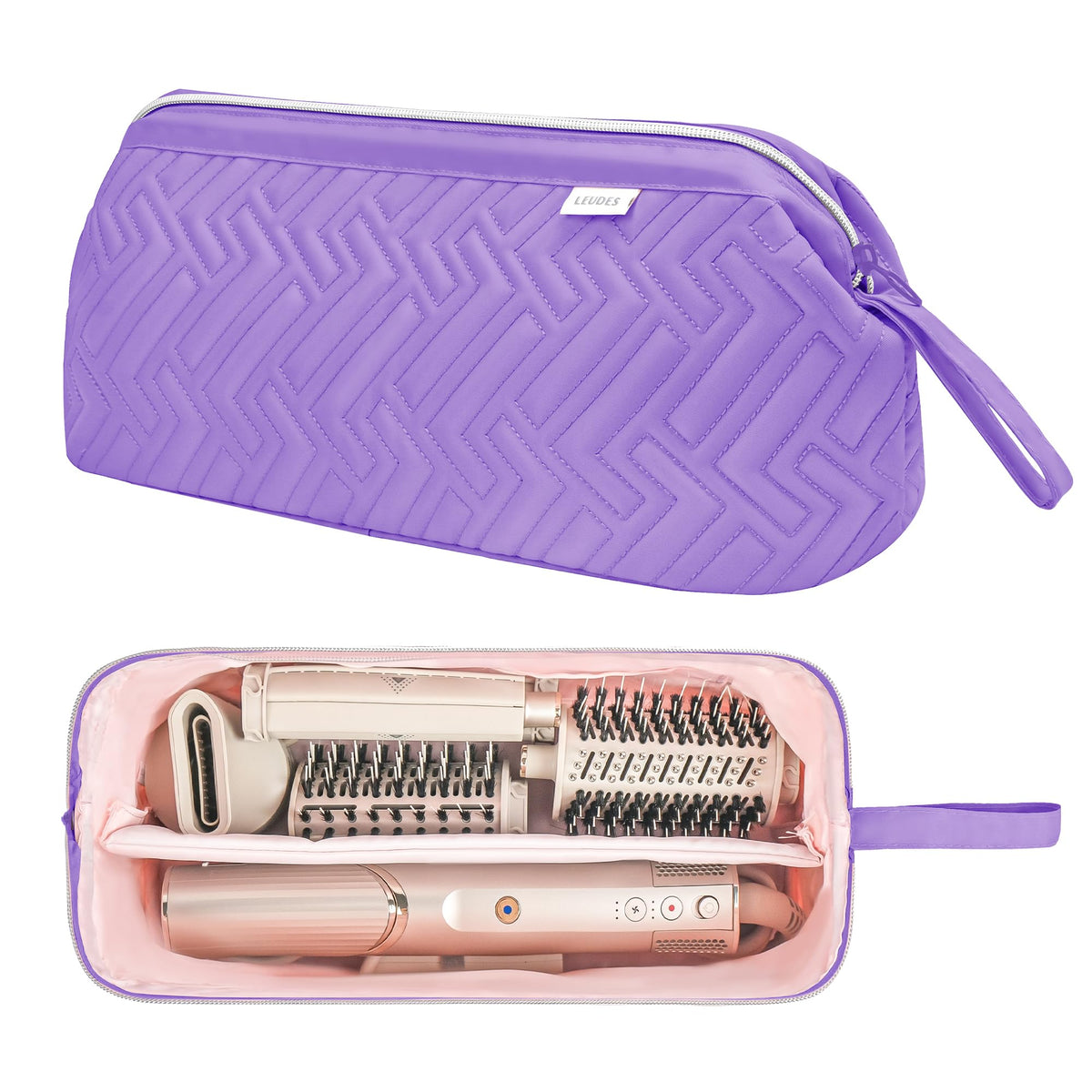 Leudes Hair Dryer Tools Travel Bag front view with wide opening