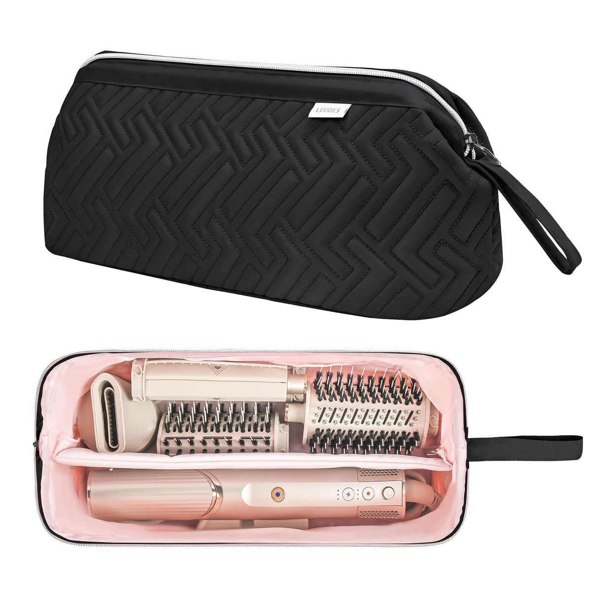 Leudes Hair Dryer Tools Travel Bag front view with zipper