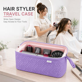 Leudes Hair Dryer Tools Travel Bag hanging on a wall