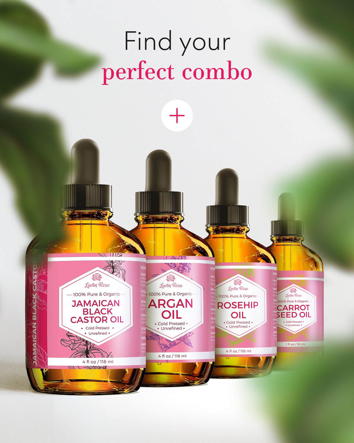 Leven Rose Jojoba Oil with other beauty products