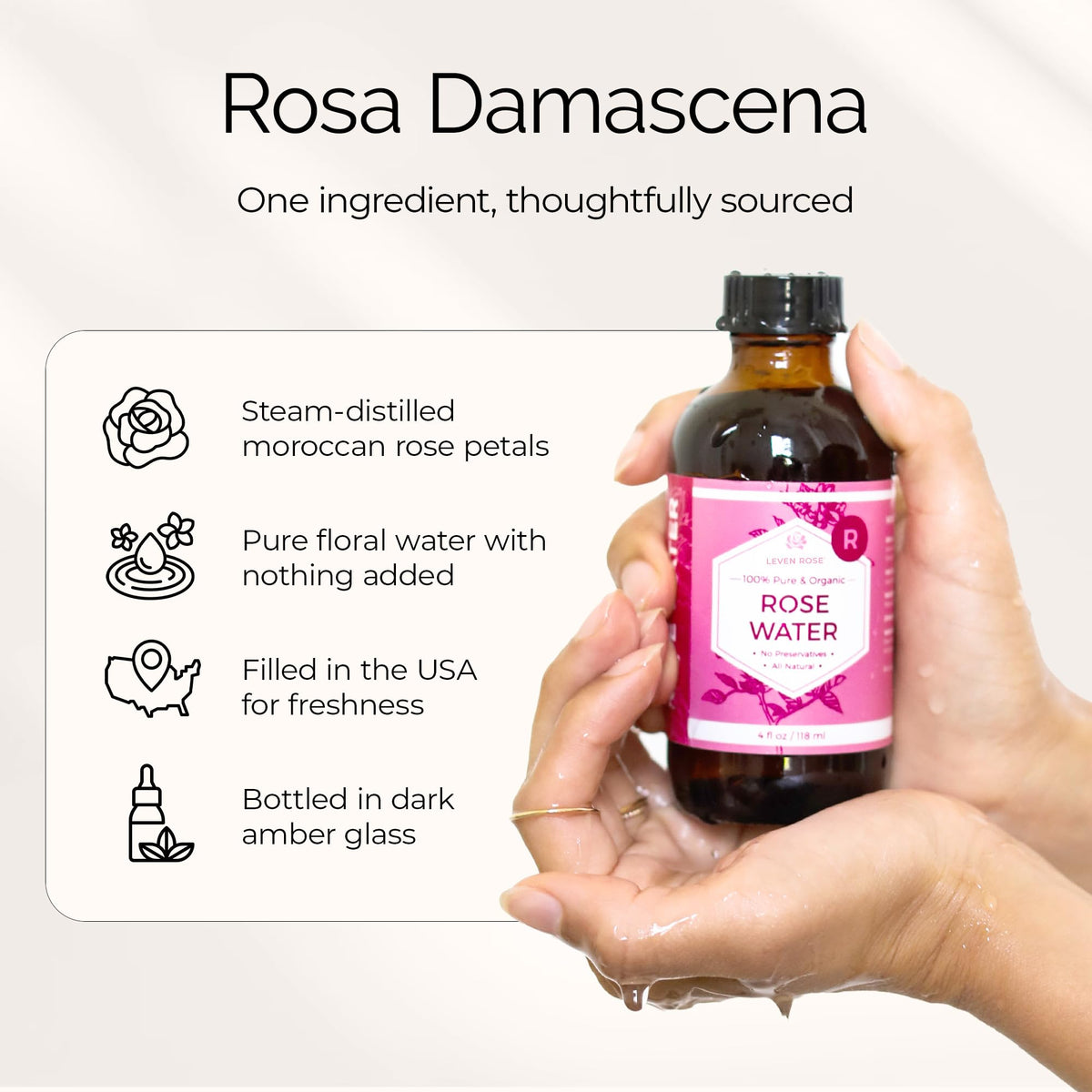 Leven Rose Pure Rose Water Spray with misting action