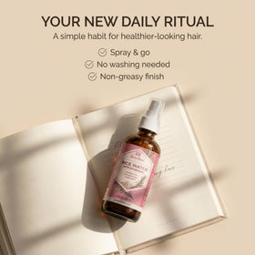 Leven Rose Rice Water Hair Growth Spray on a bathroom shelf