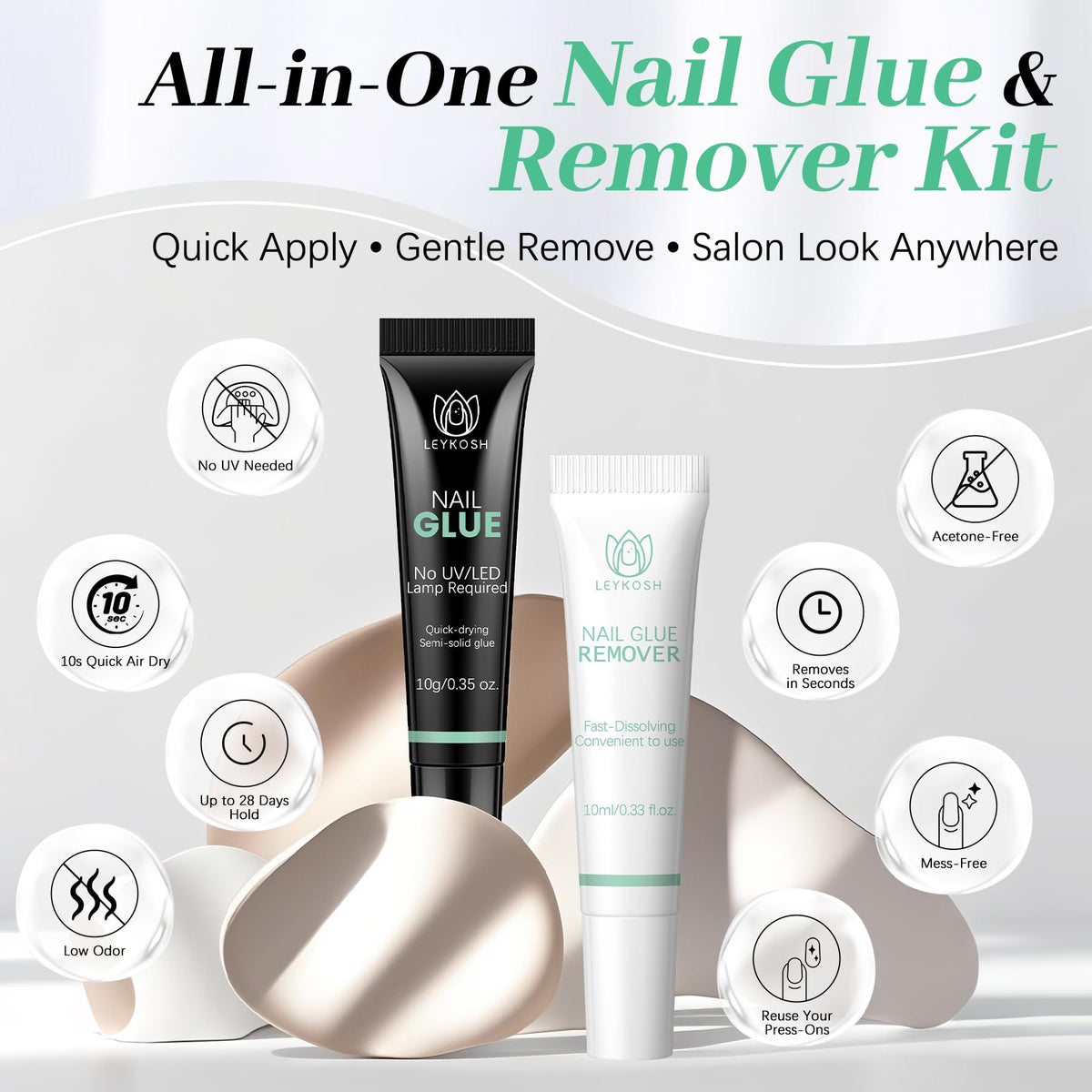 LEYKOSH 10g nail glue tube with fine tip