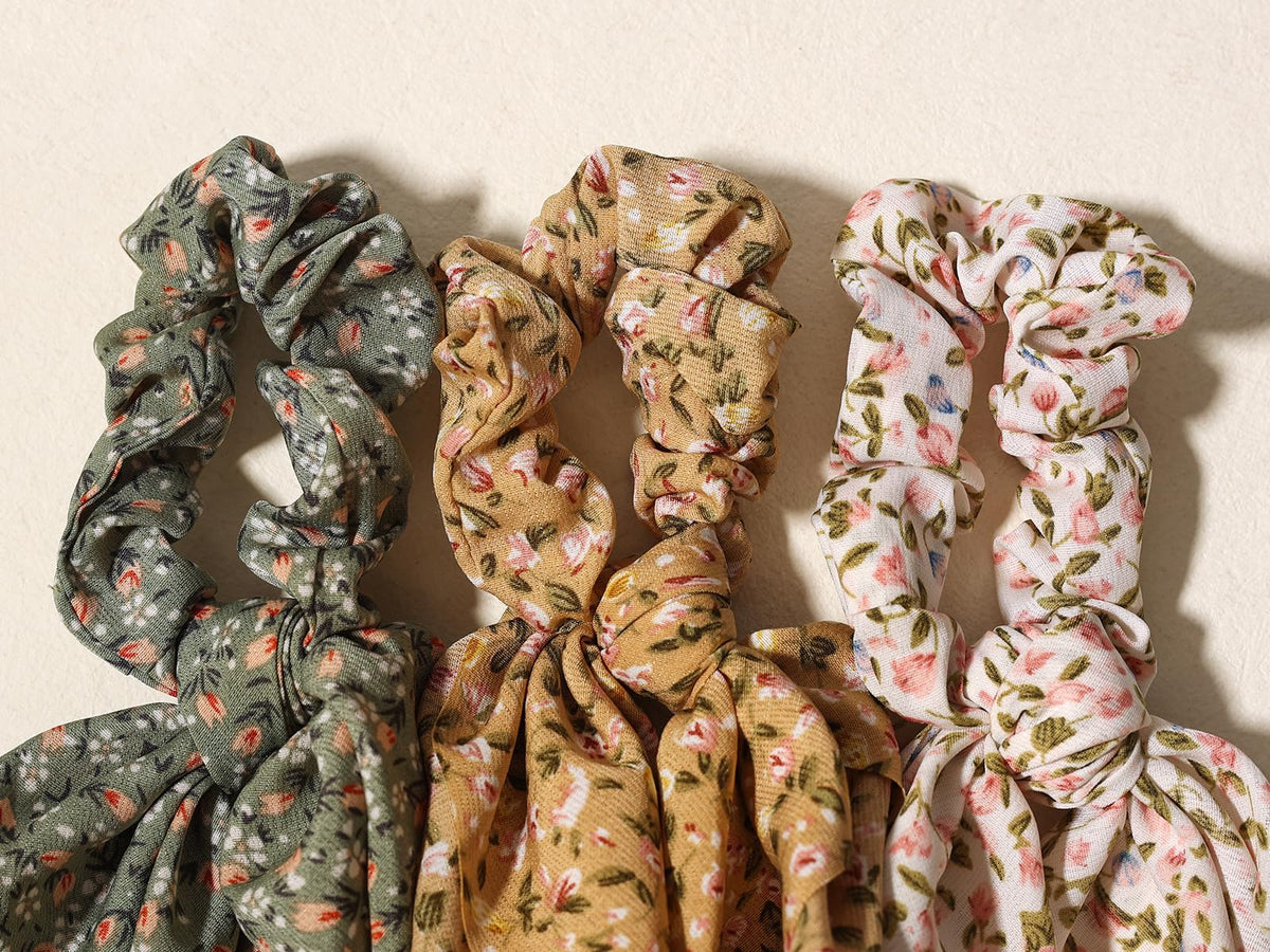 LFOUVRE hair ribbon scrunchies in a lifestyle setting