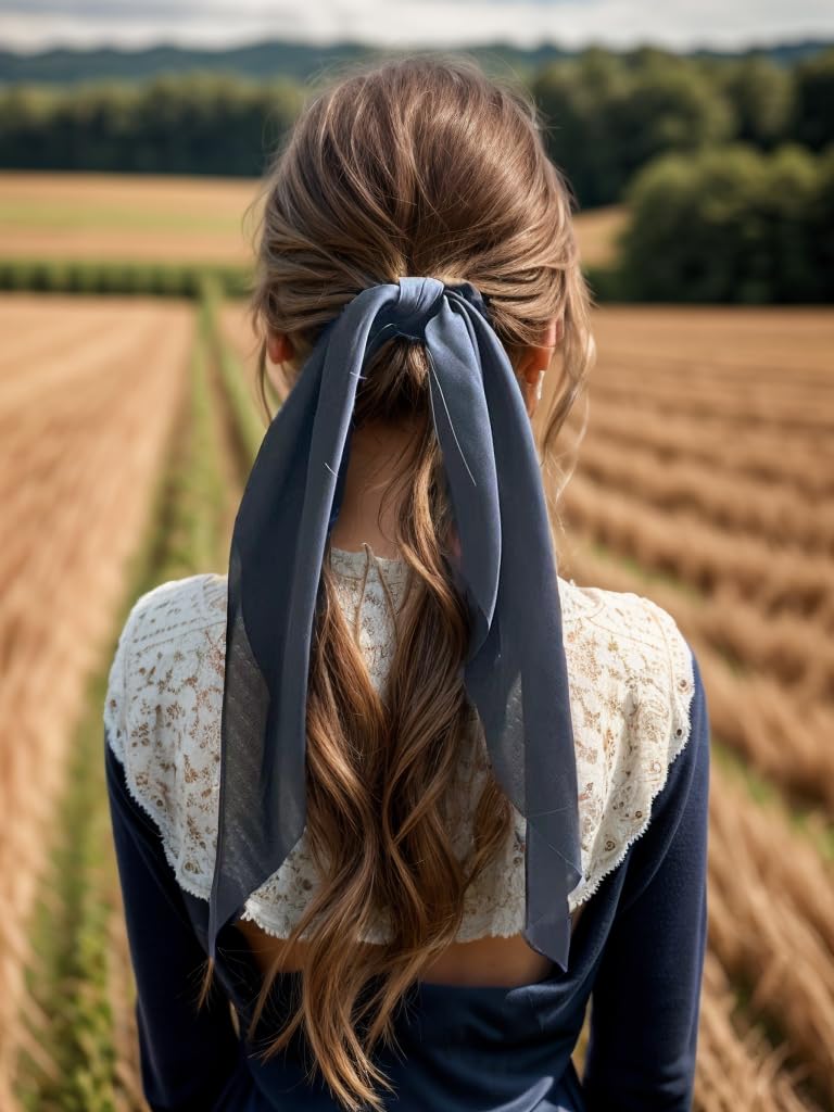 LFOUVRE Hair Scarf Scrunchies styled around a bun