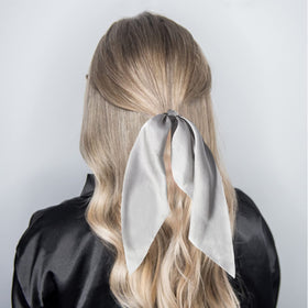 LFOUVRE Hair Scarf Scrunchies tied around a ponytail