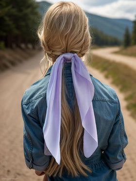 LFOUVRE Hair Scrunchies showing ribbon and scrunchie combination