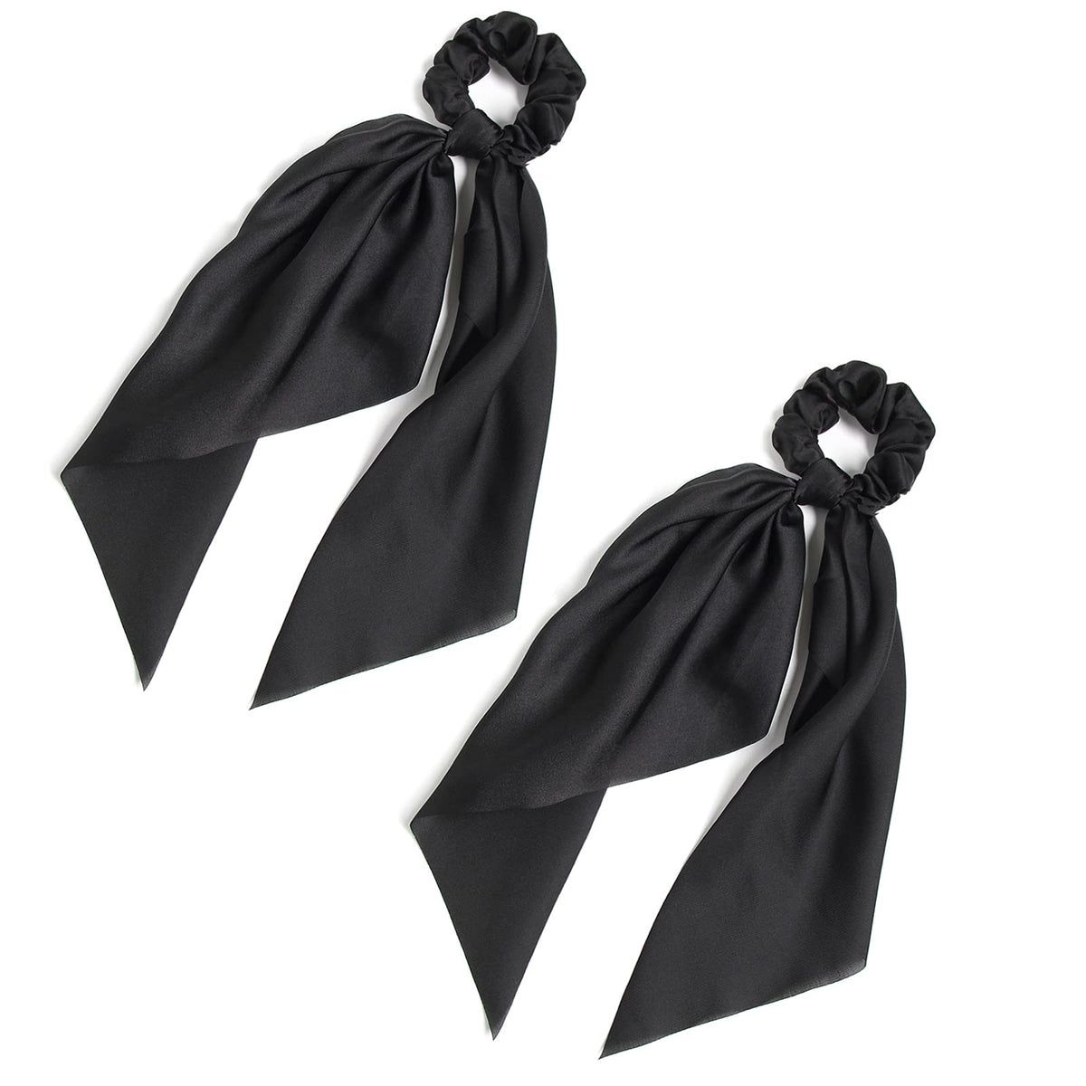 LFOUVRE knotted bow hair scrunchies pack of 2 in black