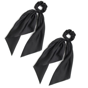 LFOUVRE knotted bow hair scrunchies pack of 2 in black