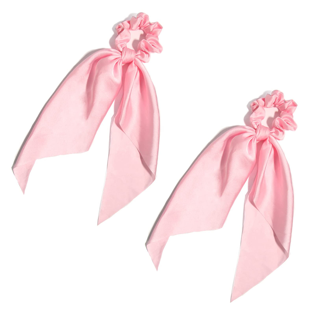 LFOUVRE pack of 2 knotted bow hair scrunchies in light pink