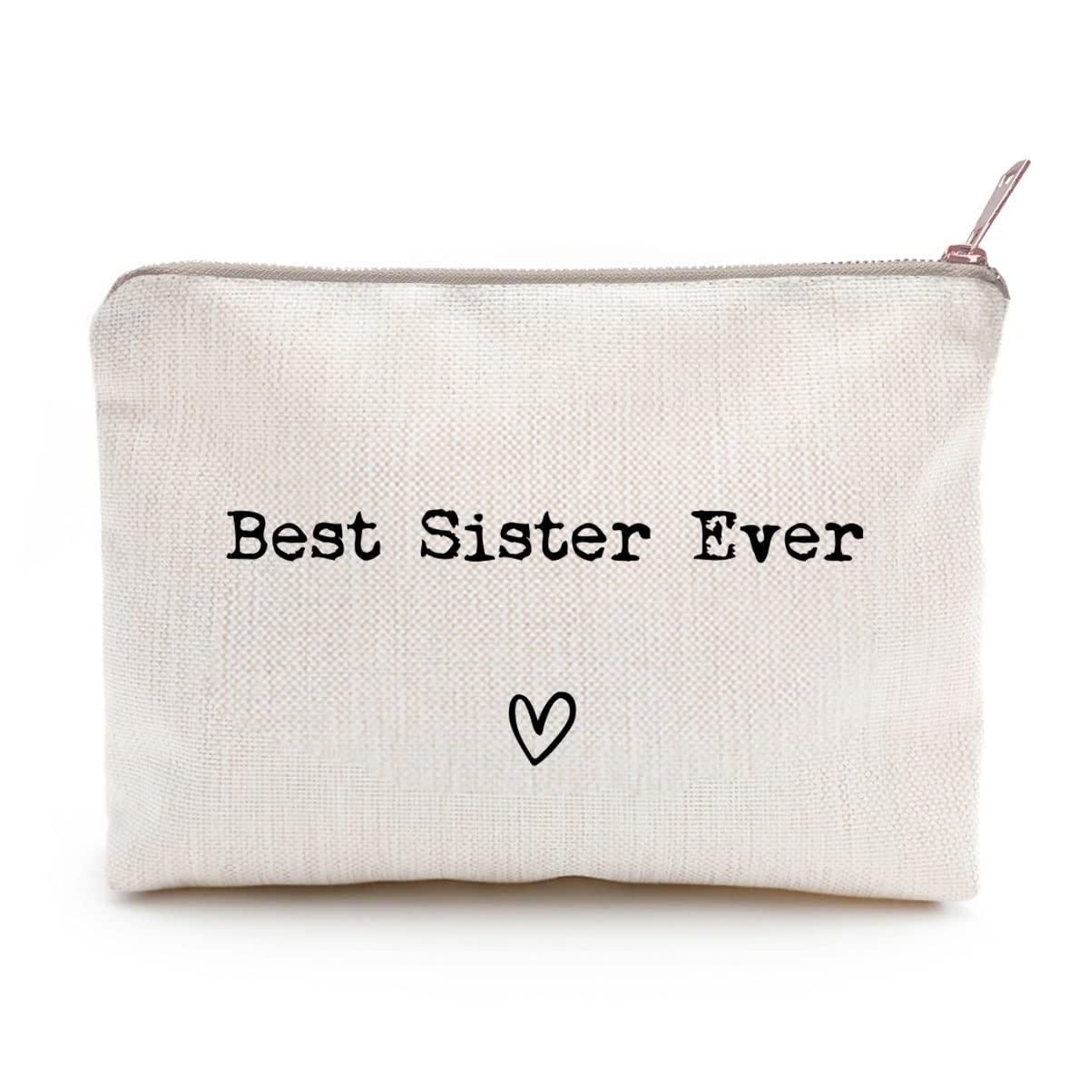 LICOBG Best Sister Ever Makeup Case front view with golden zipper