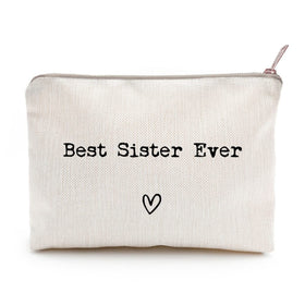 LICOBG Best Sister Ever Makeup Case front view with golden zipper