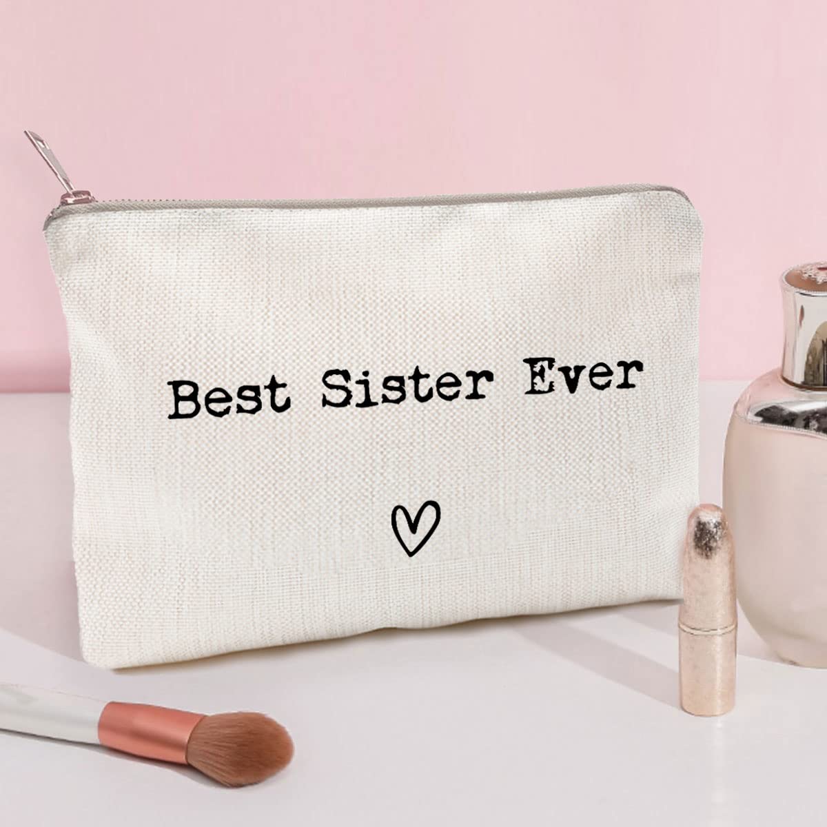 LICOBG Best Sister Ever Makeup Case side view showing fabric texture
