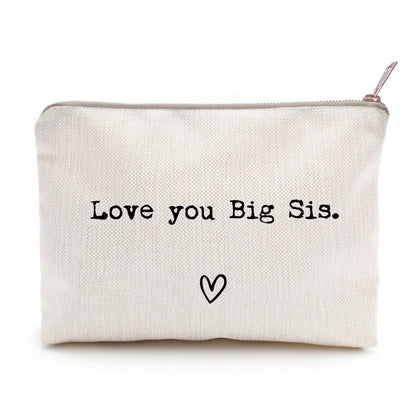 LICOBG Love You Big Sister Makeup Case front view with golden zipper