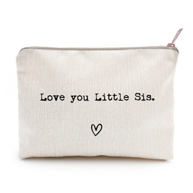 LICOBG Love You Little Sis Makeup Case front view with golden zipper