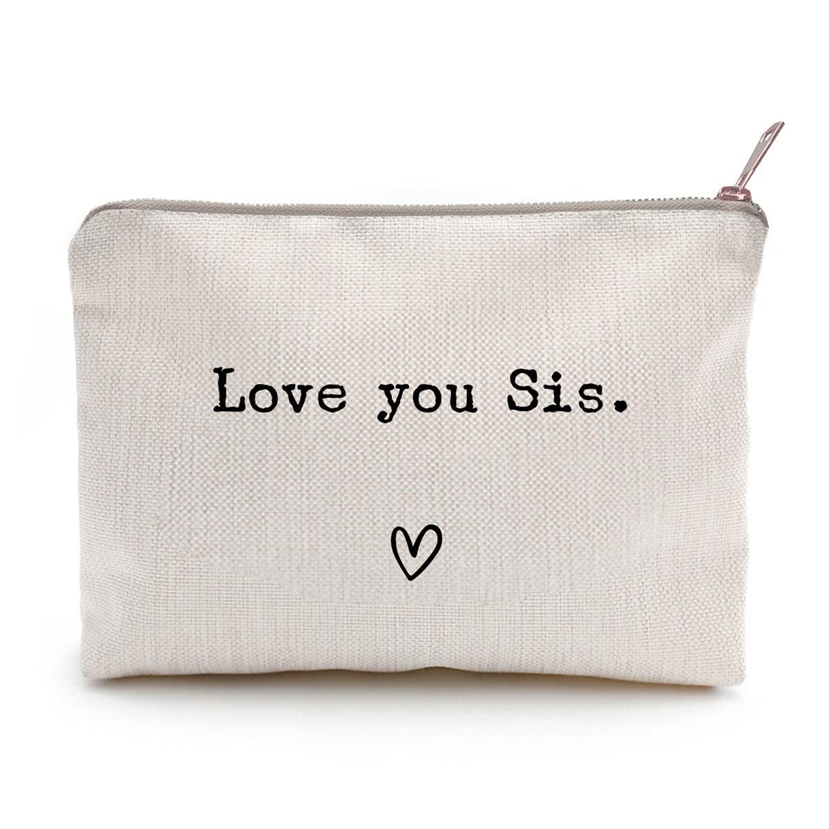 LICOBG Love You Sister Makeup Case front view with golden brass zipper