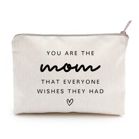LICOBG Makeup Bag for Mom front view with golden brass zipper