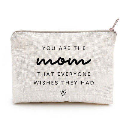 LICOBG Makeup Bag for Mom front view with golden brass zipper