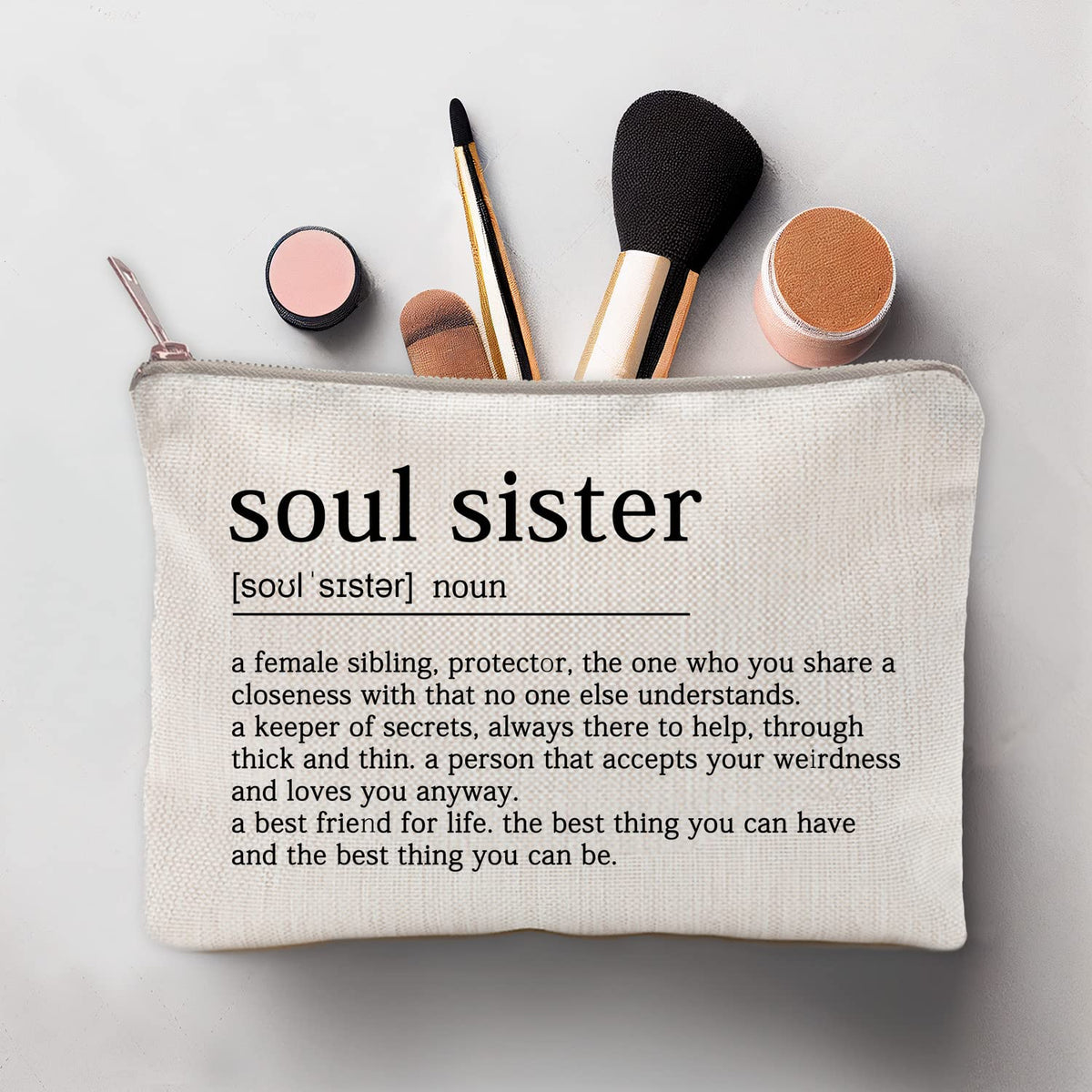 LICOBG Soul Sister Makeup Case in lifestyle setting with cosmetics