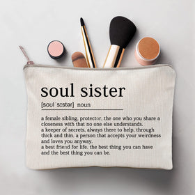 LICOBG Soul Sister Makeup Case in lifestyle setting with cosmetics