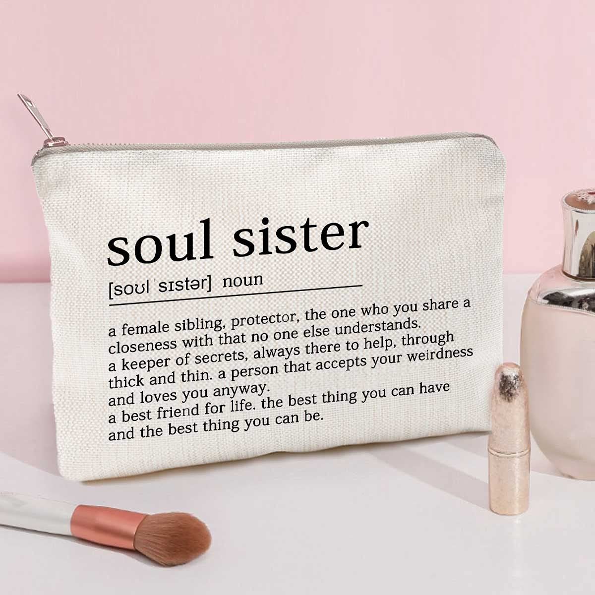 LICOBG Soul Sister Makeup Case side view showing golden brass zipper