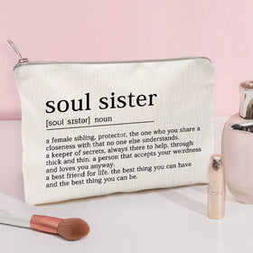 LICOBG Soul Sister Makeup Case side view showing golden brass zipper