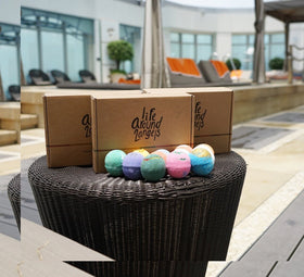 Lifearound2angels bath bomb gift set with decorative ribbon