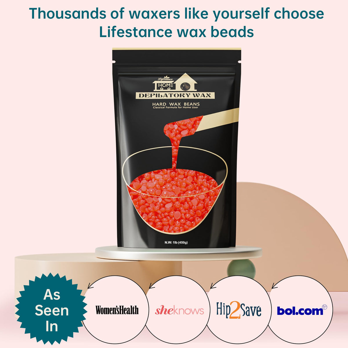 Lifestance Hard Wax Beads 1lb Strawberry Red applied on skin