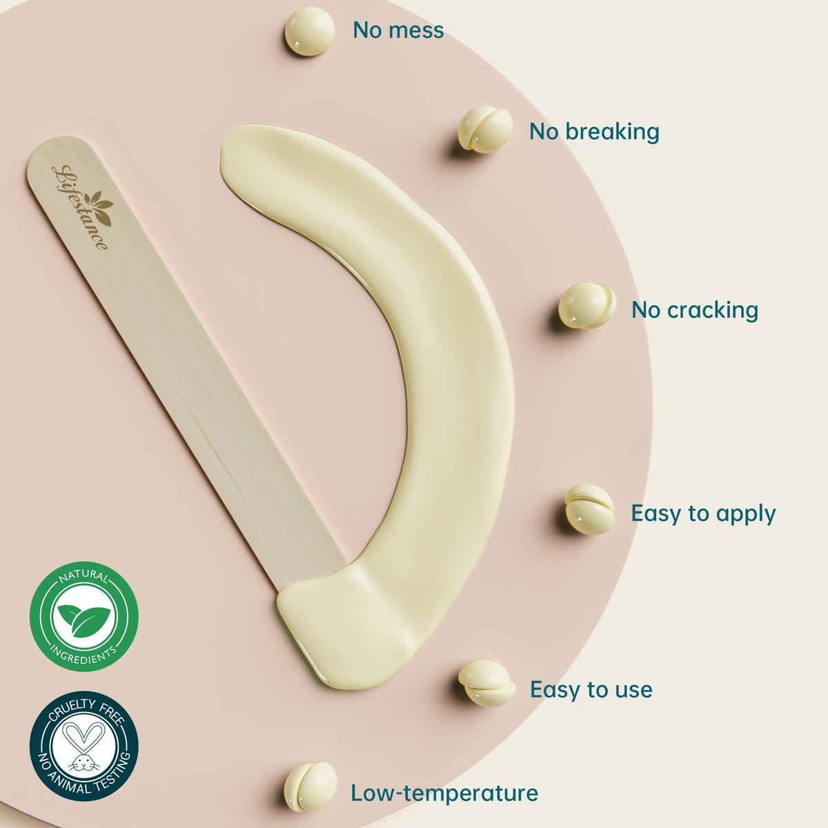 Lifestance Hard Wax Beans displayed with tools for waxing