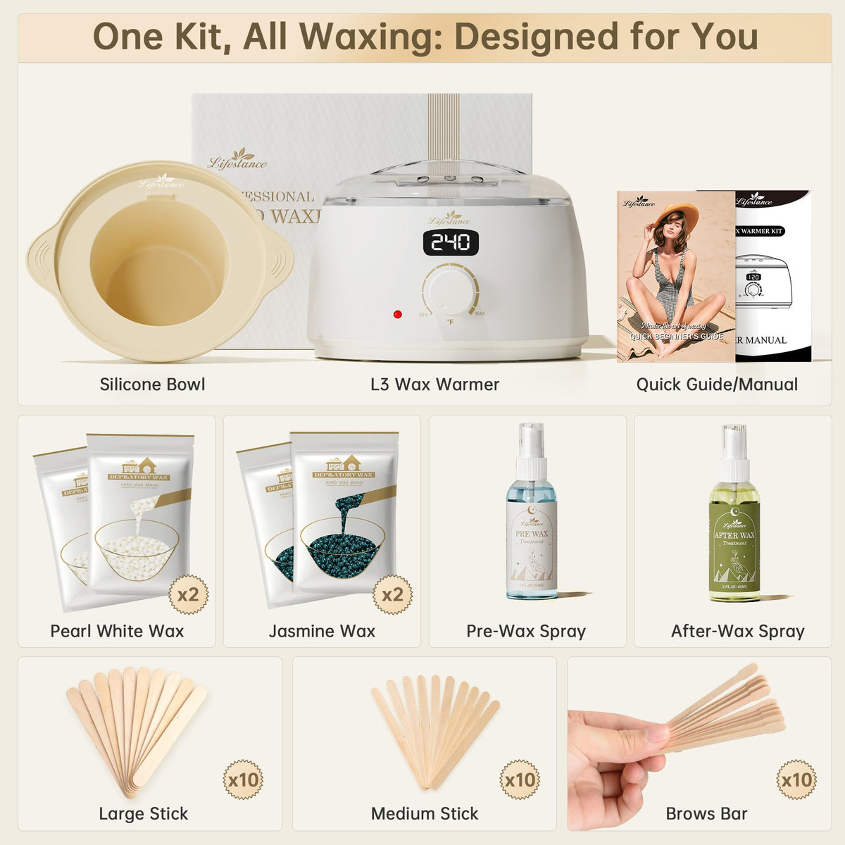 Lifestance L3 Waxing Kit silicone pot liner and accessories