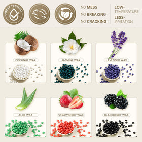 Lifestance wax beads in various scents including jasmine and strawberry
