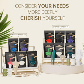 Lifestance wax beads set displayed with application tools