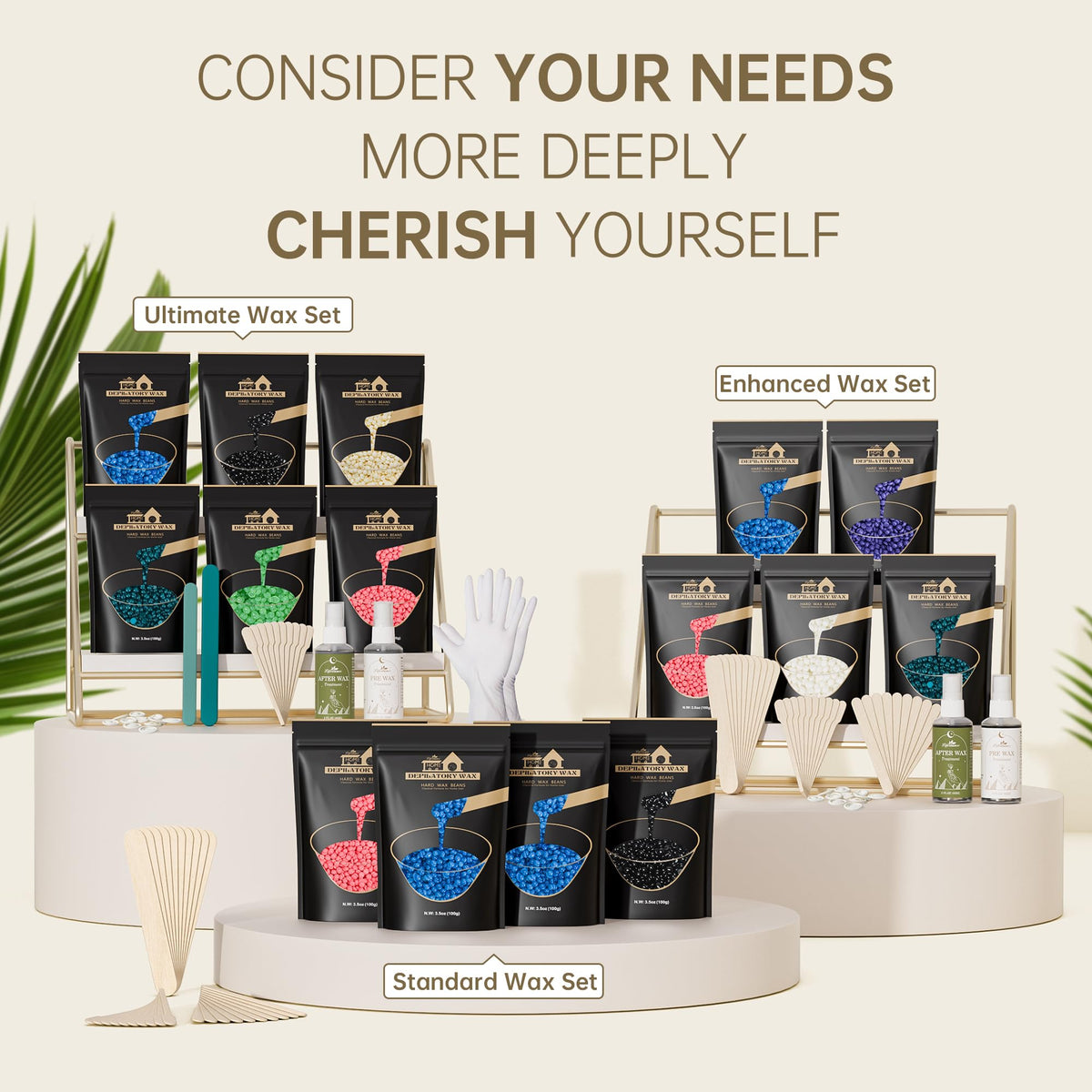 Lifestance Wax Beads Set displayed with beauty accessories