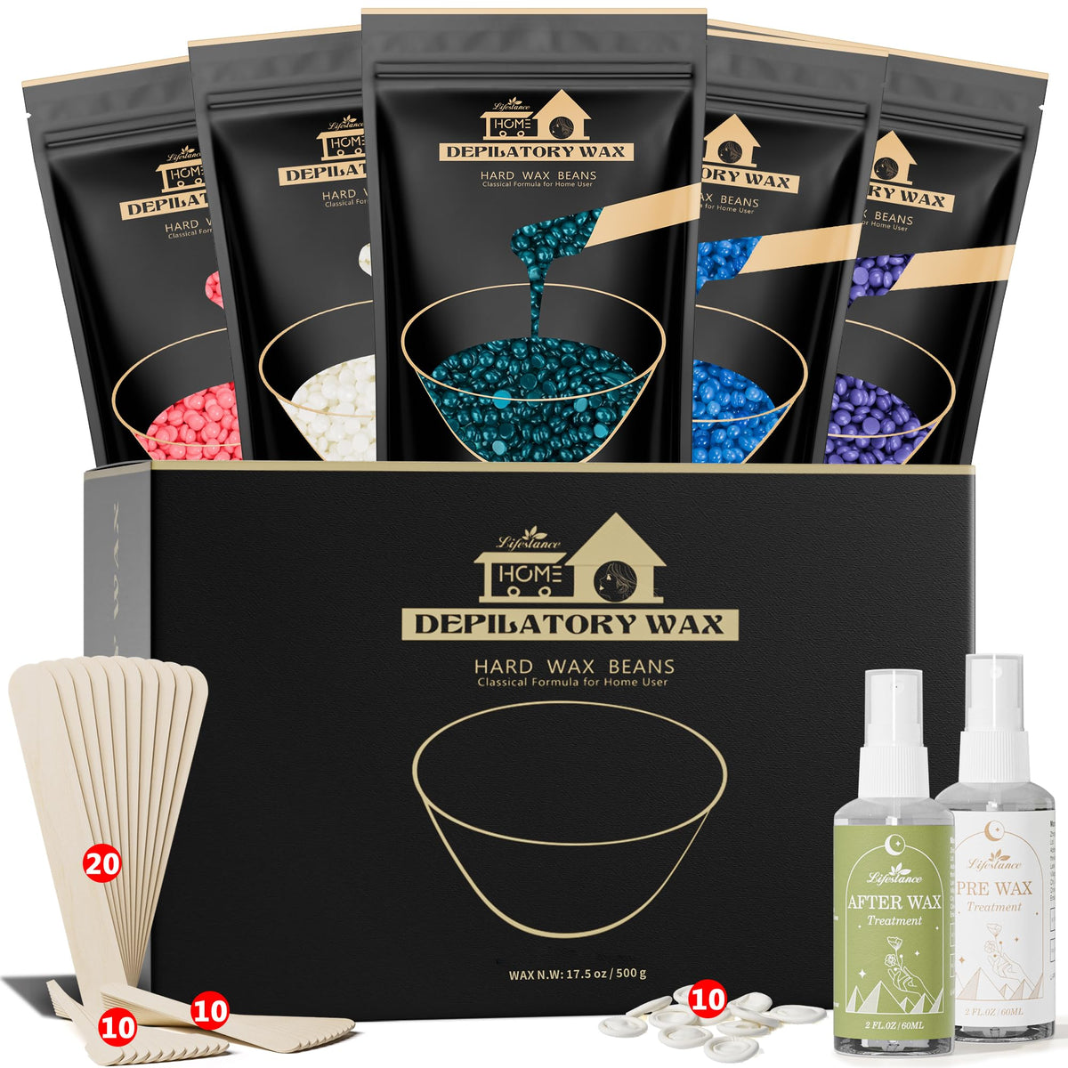 Lifestance Wax Beads Set with five scents and spatulas