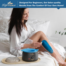 Lifestance wax warmer in use for hair removal