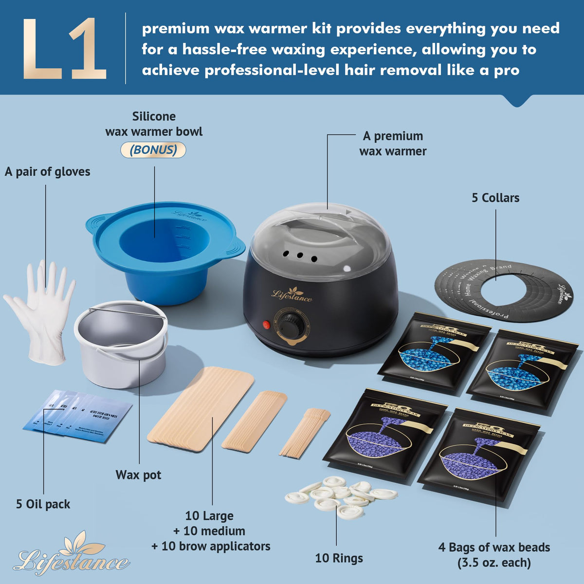Lifestance wax warmer with silicone bowl and wax beads