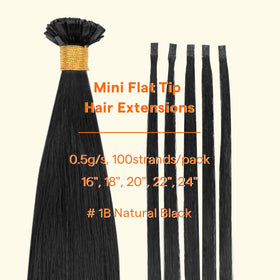 Lifestyle image of a model wearing Full Shine Mini Flat Tip Human Hair Extensions