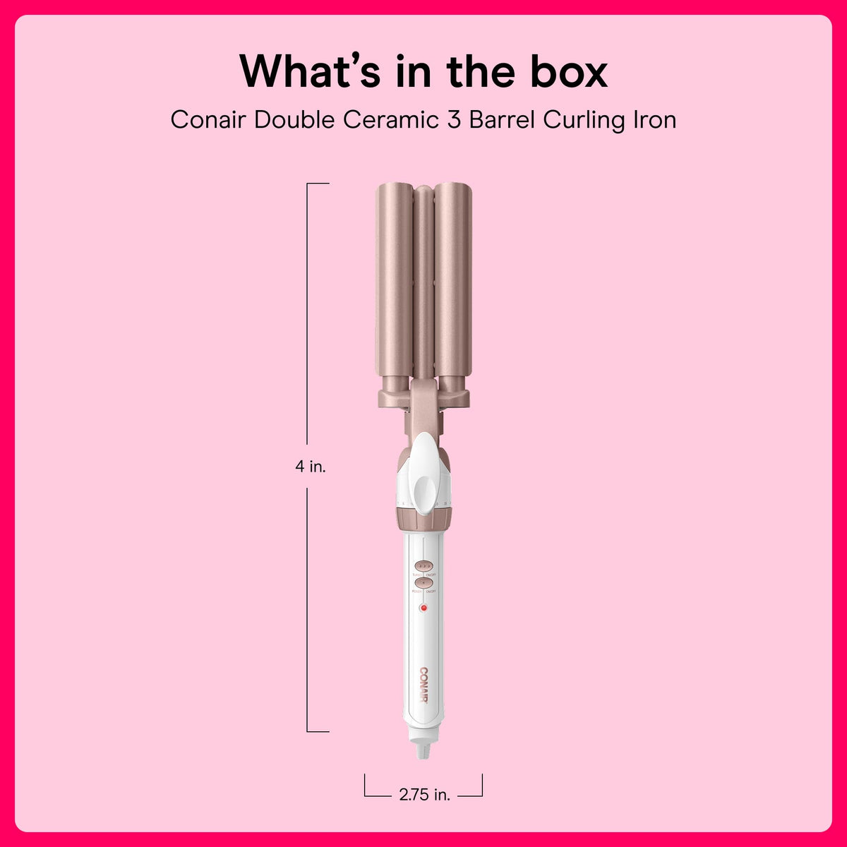 Lifestyle image of a woman styling hair with Conair Triple Barrel Curling Iron