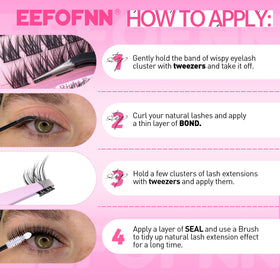 Lifestyle image of a woman wearing Eefofnn lash clusters