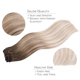 Lifestyle image of a woman wearing Wennalife Clip In Hair Extensions
