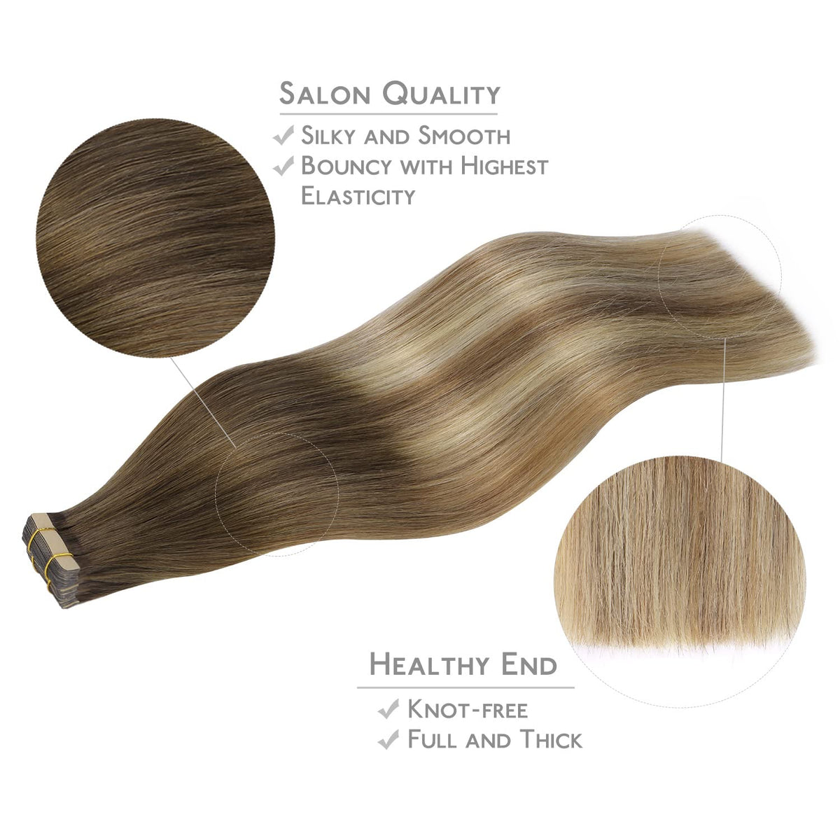 Lifestyle image of a woman wearing Wennalife Tape in Hair Extensions
