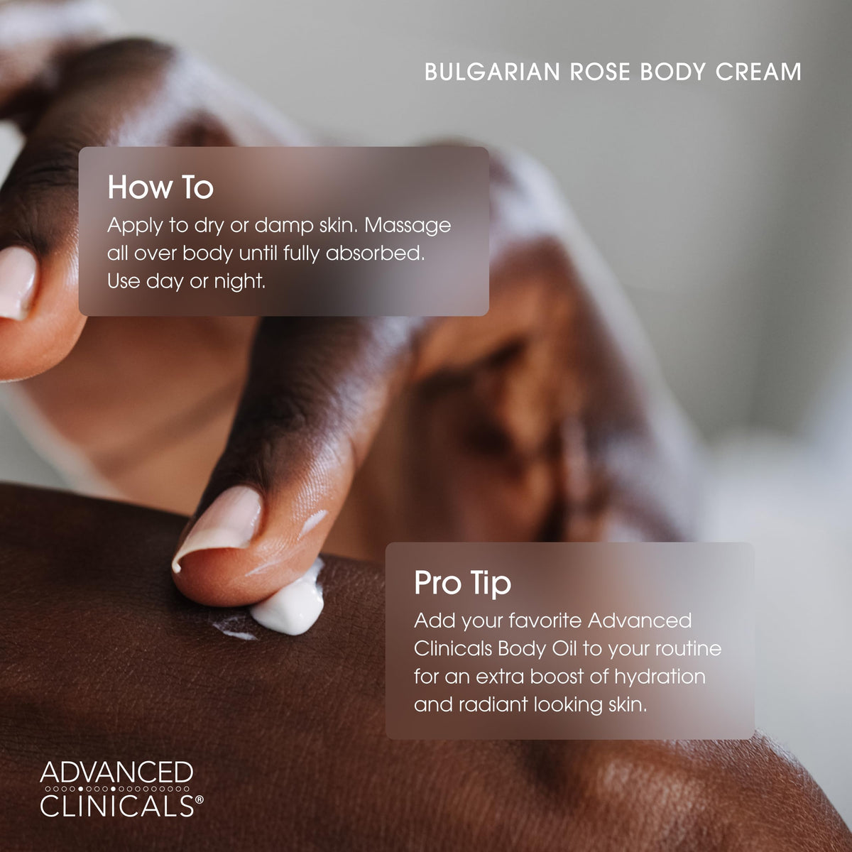 Lifestyle image of Advanced Clinicals Bulgarian Rose Lotion in use